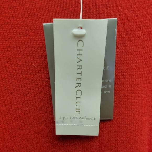 Charter Club Crew Neck Sweater 100% Cashmere Red NWT Womans L - Picture 2 of 3